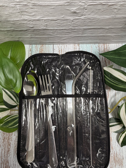 Reusable Cutlery Set with Water-Resistant Pouch