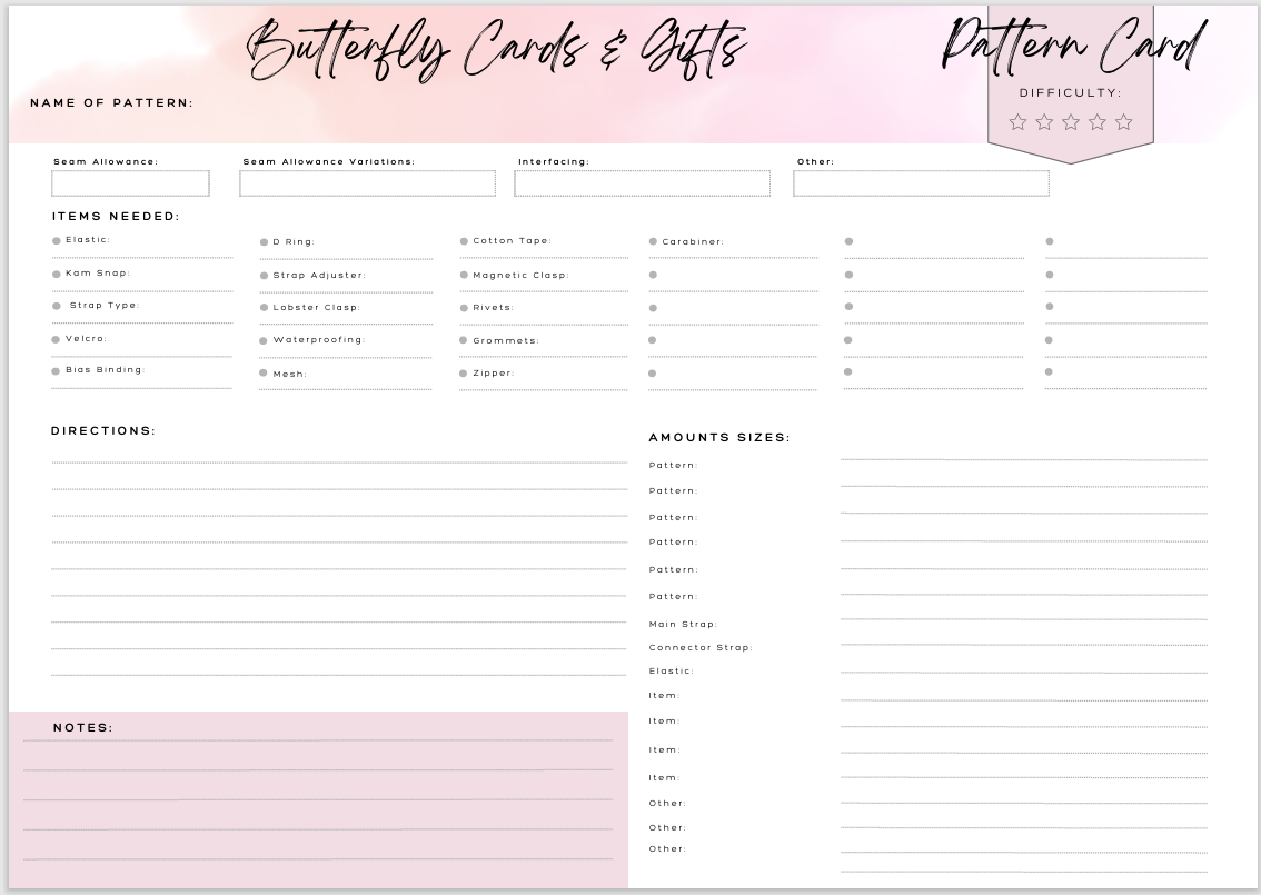 FREE Sewing Pattern Record Card (Printable PDF)
