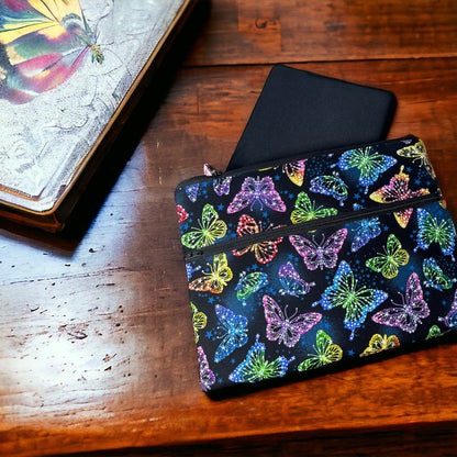 Ipad/tablet sleeve with colourful butterflies on a marble surface