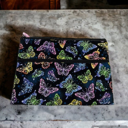 Ipad/tablet sleeve with colourful butterflies on a marble surface
